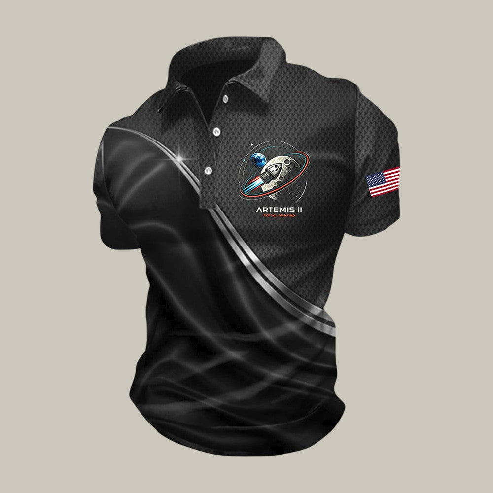 Mission Polo Shirt Space Exploration For Mankind Merchandise Rocket Nerd Gift Retro 2026 Artemis II