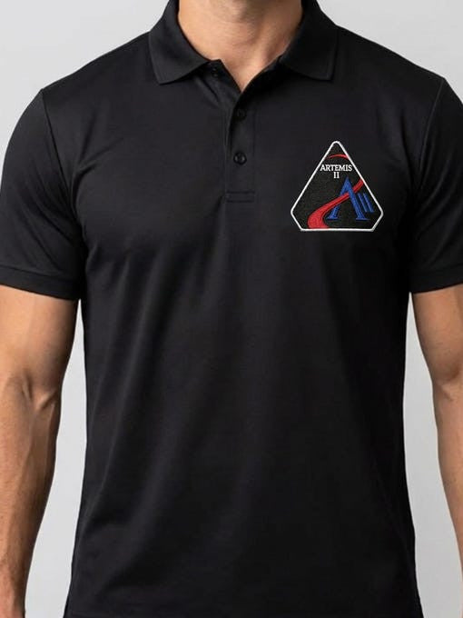 NASA Lunar Orbit Mission Polo Shirt Space Exploration Patch Apparel Science Student Gift Retro 2026 Artemis II