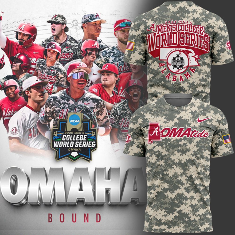 Alabama Crimson Tide 2026 Baseball College World Series "OmaTide" Camo Shirt - Playzoneprime