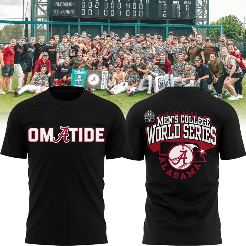 Alabama Crimson Tide 2026 Baseball College World Series "OmaTide" Shirt - Black - Playzoneprime
