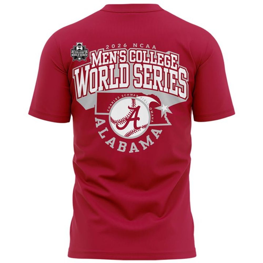 Alabama Crimson Tide 2026 Baseball College World Series "OmaTide" Shirt - Red - Playzoneprime