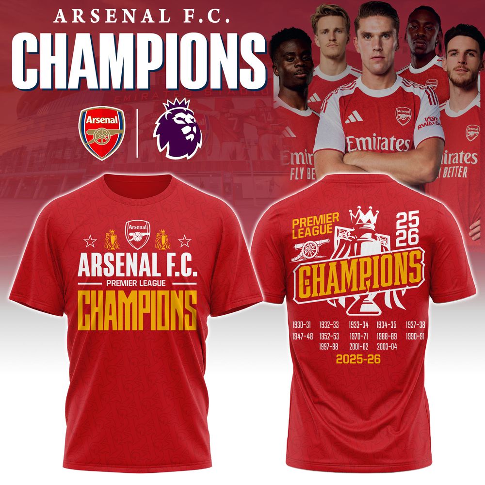 Arsenal FC Premier League Champions 25/26 Special Shirt - Playzoneprime
