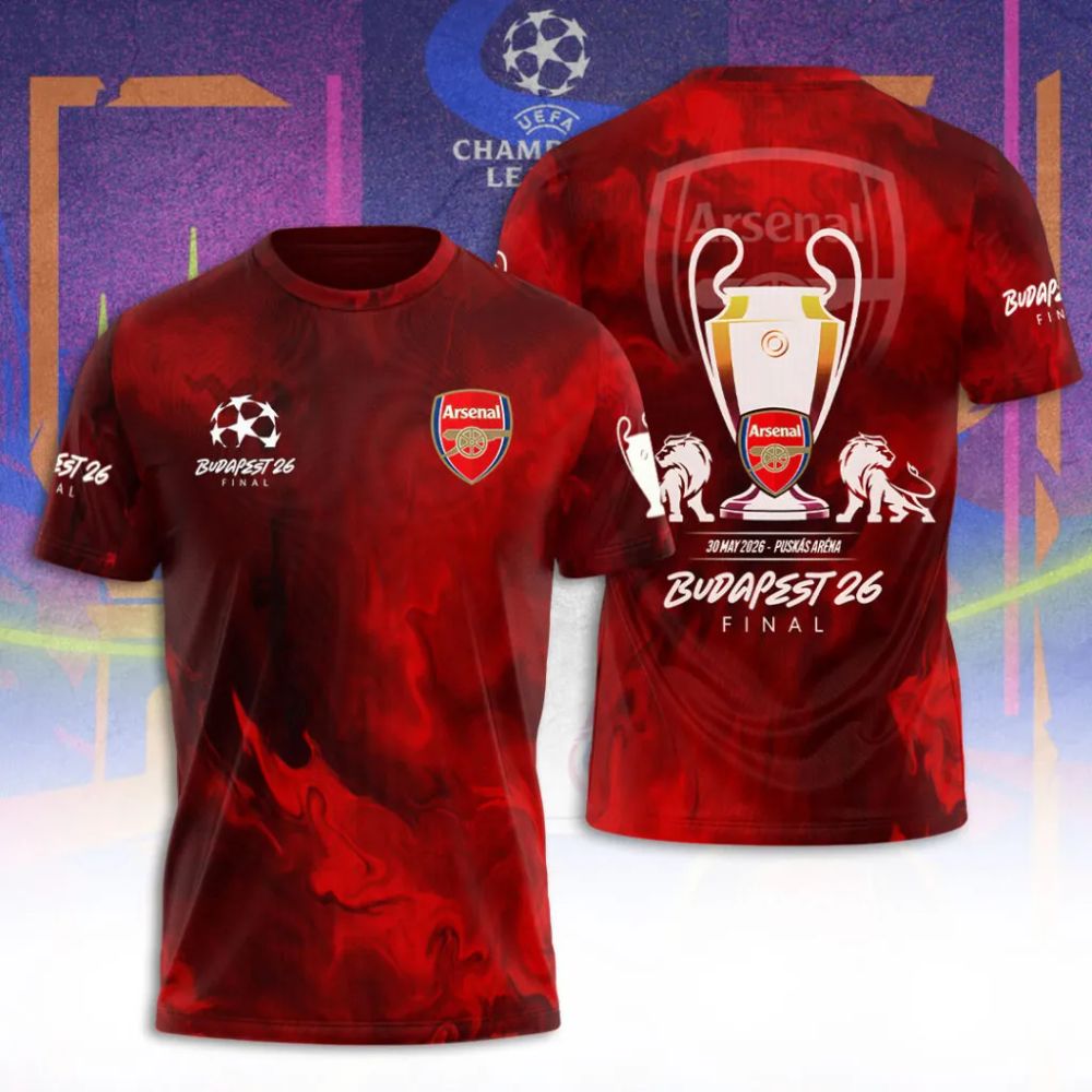 Arsenal UEFA Champions League Budapest 26 Final Shirt - Playzoneprime