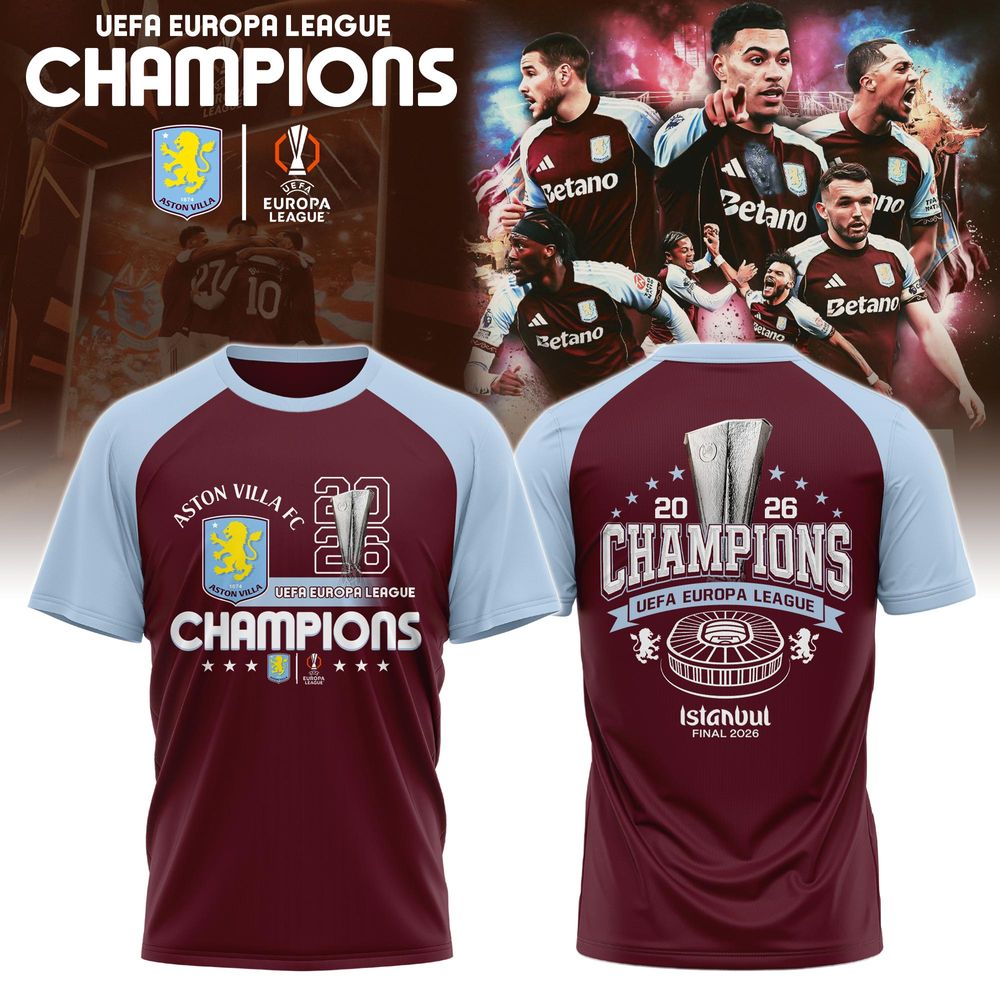 Aston Villa 2026 UEFA Europa League Champions 2026 Shirt - Playzoneprime