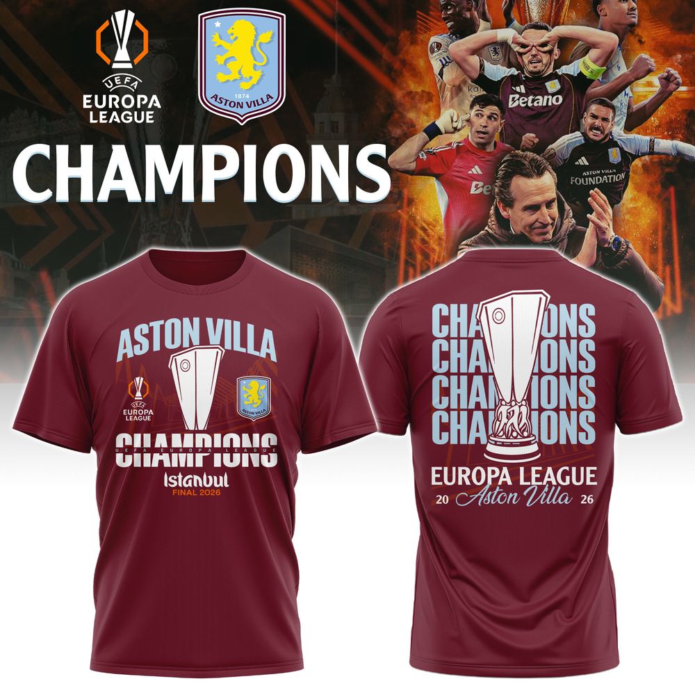 Aston Villa FC Europa League Champions 2026 Special Shirt - Playzoneprime