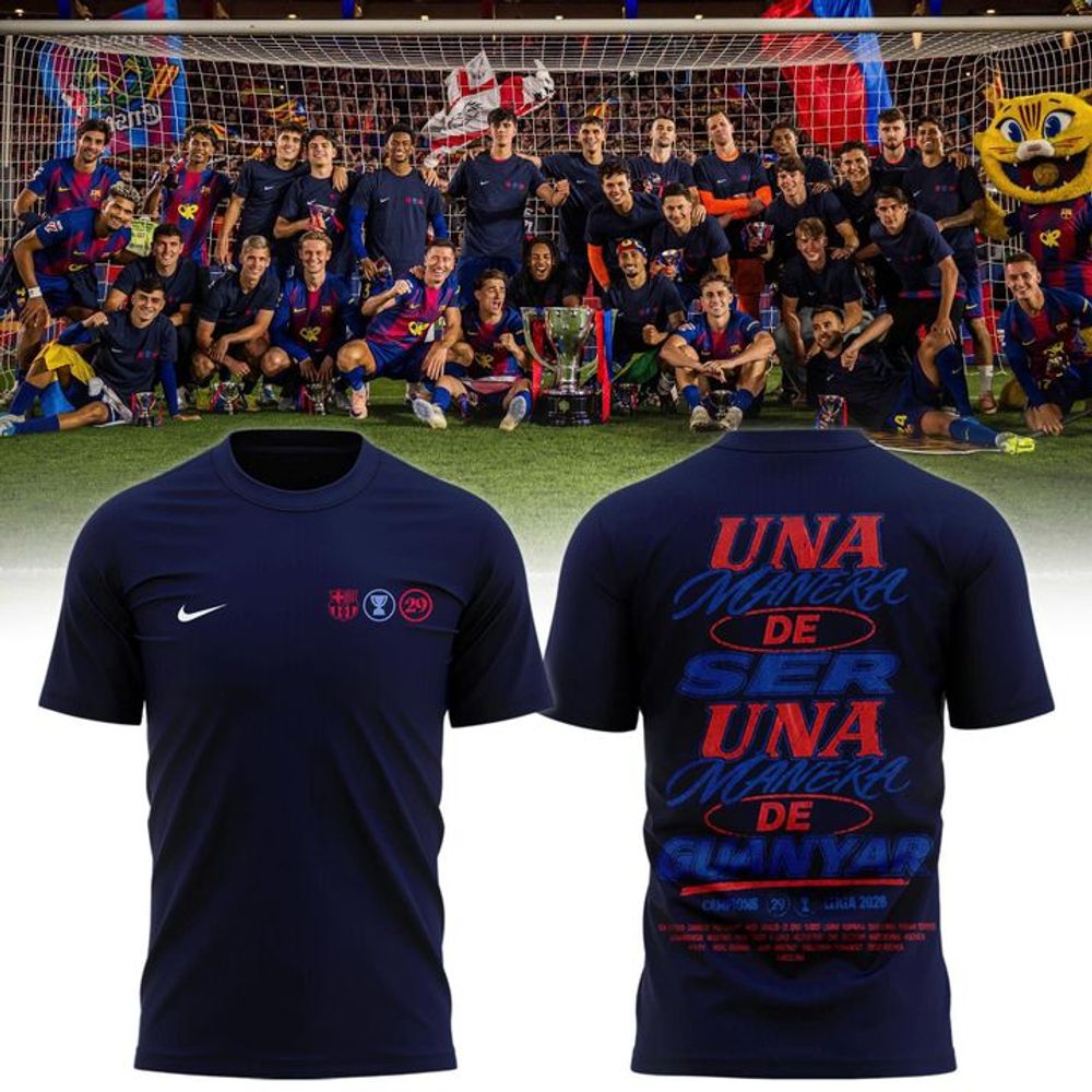 FC Barcelona 2025/26 La Liga Champions Celebration T-Shirt - Playzoneprime