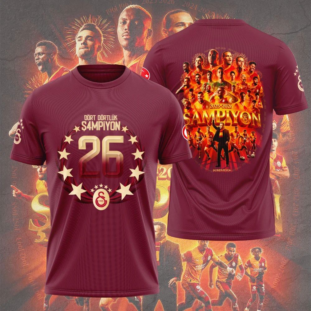 Galatasaray S.K. Champion 26th time Super League T-Shirt - Playzoneprime