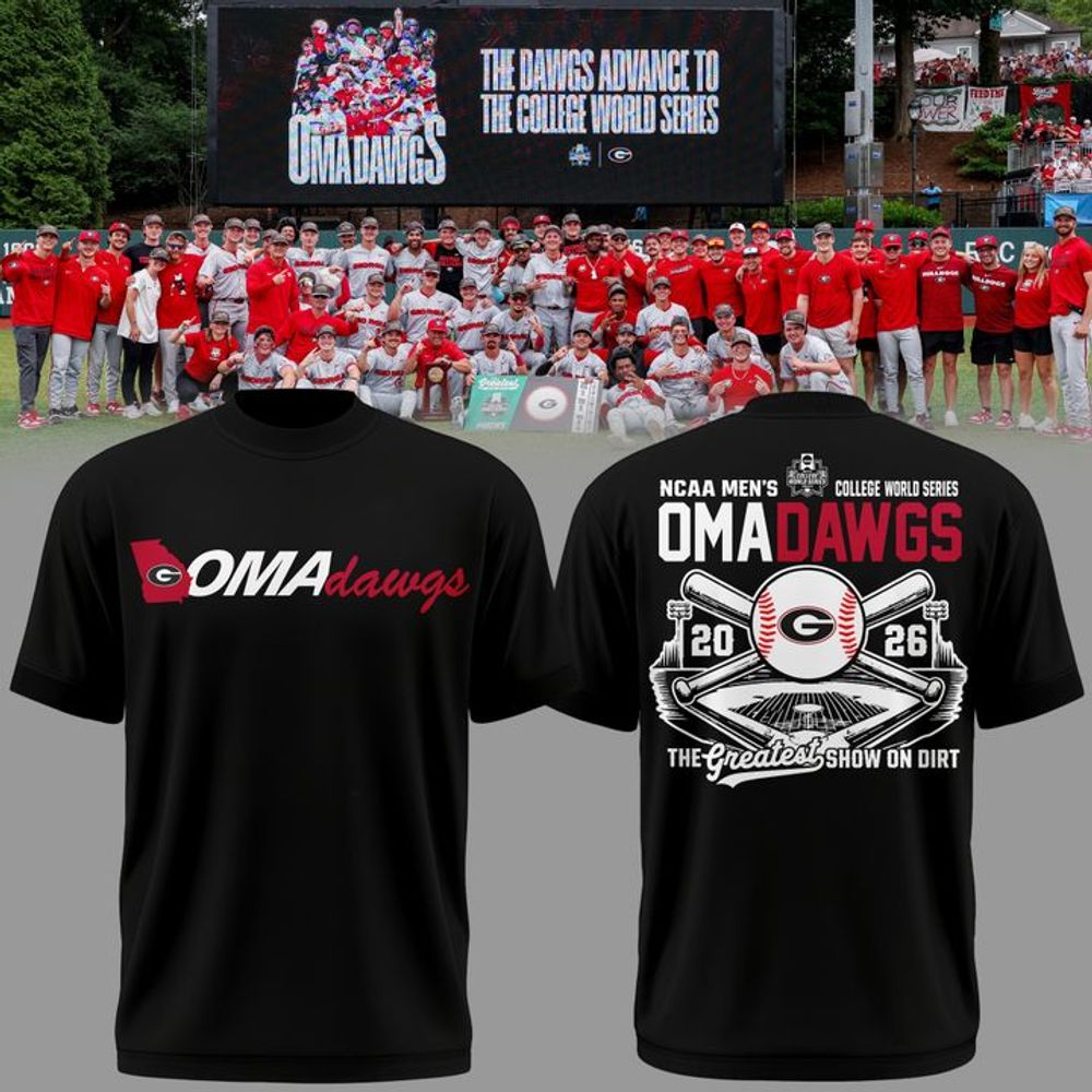 Georgia Bulldogs 2026 Baseball College World Series OmaDawgs Shirt - Black - Playzoneprime