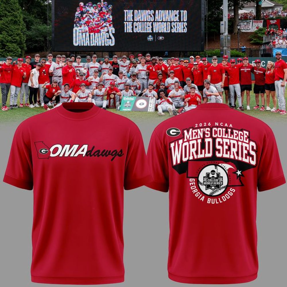 Georgia Bulldogs 2026 Baseball College World Series OmaDawgs Shirt - Red - Playzoneprime