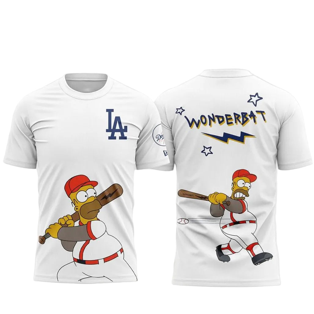 Los Angeles Dodgers The Simpsons Wonderbat White Shirt