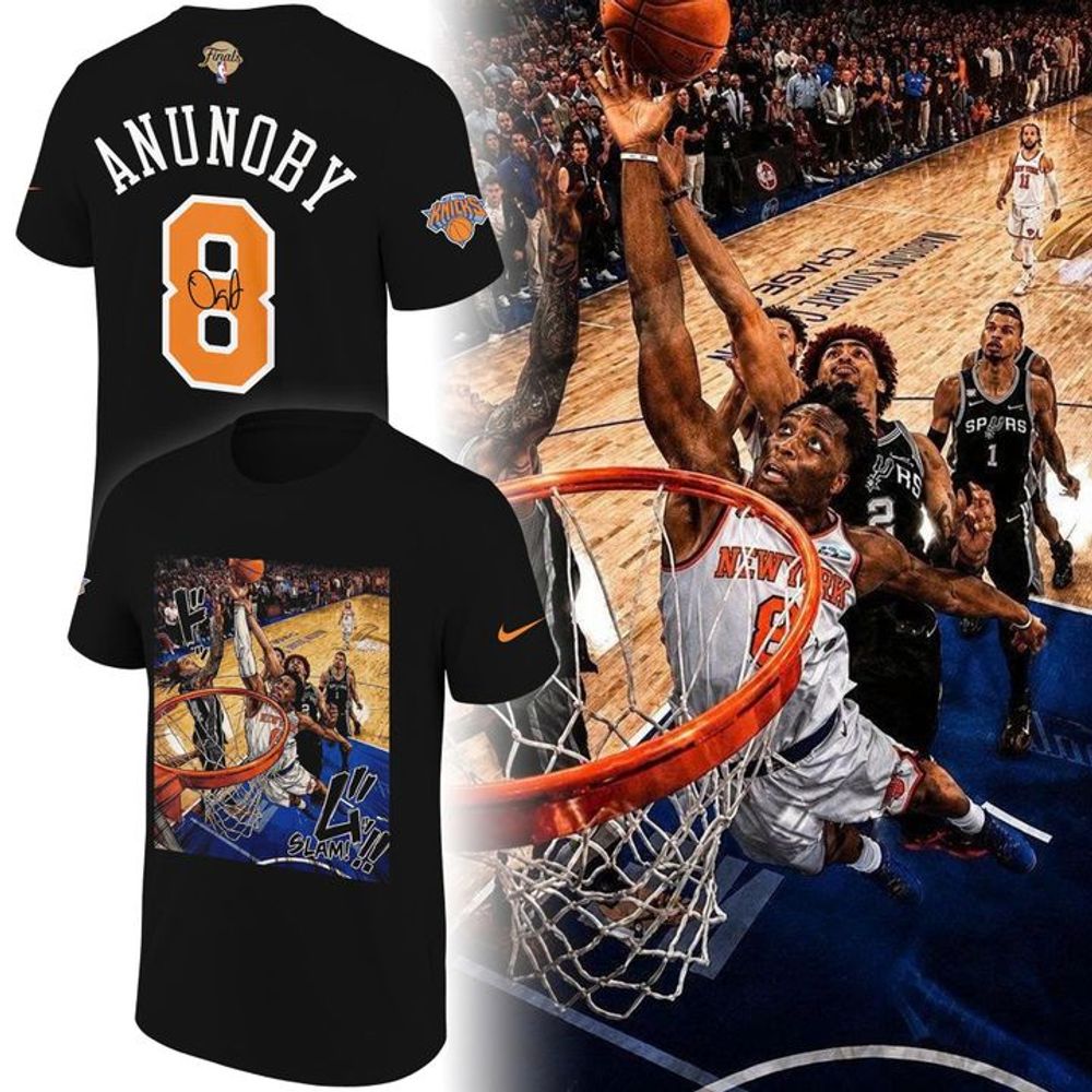 New York Knicks Black Signed OG Anunoby NBA Finals Shirt - Playzoneprime
