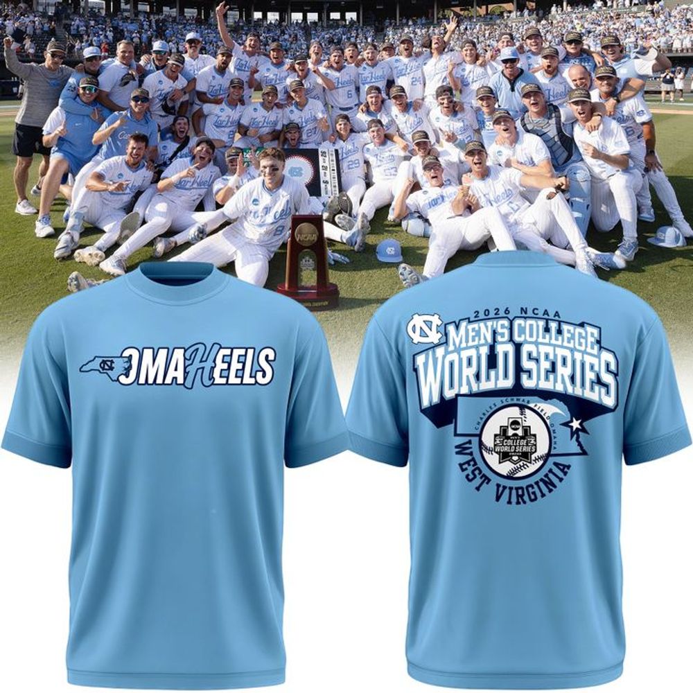 North Carolina Tar Heels 2026 NCAA Baseball Men's College World Series OmaHeels Shirt - Blue - Playzoneprime
