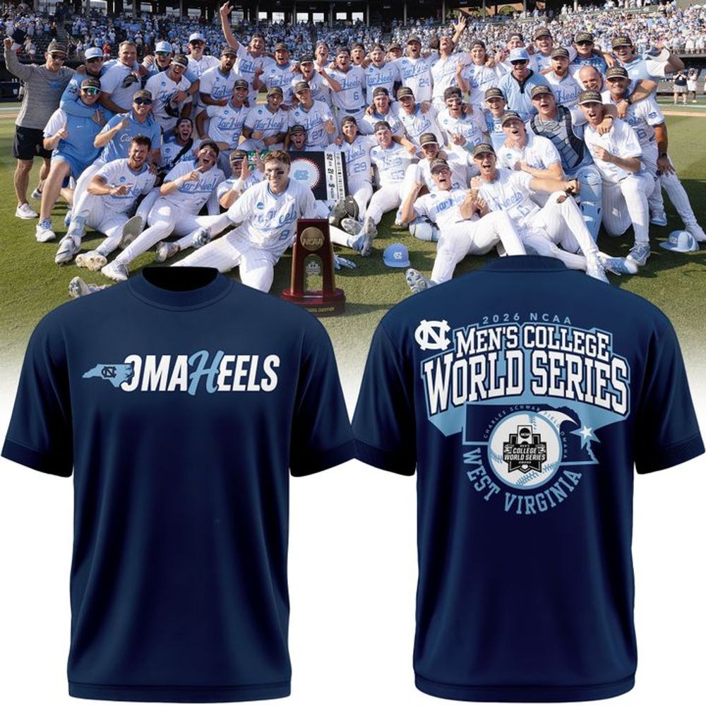 North Carolina Tar Heels 2026 NCAA Baseball Men's College World Series OmaHeels Shirt - Navy - Playzoneprime