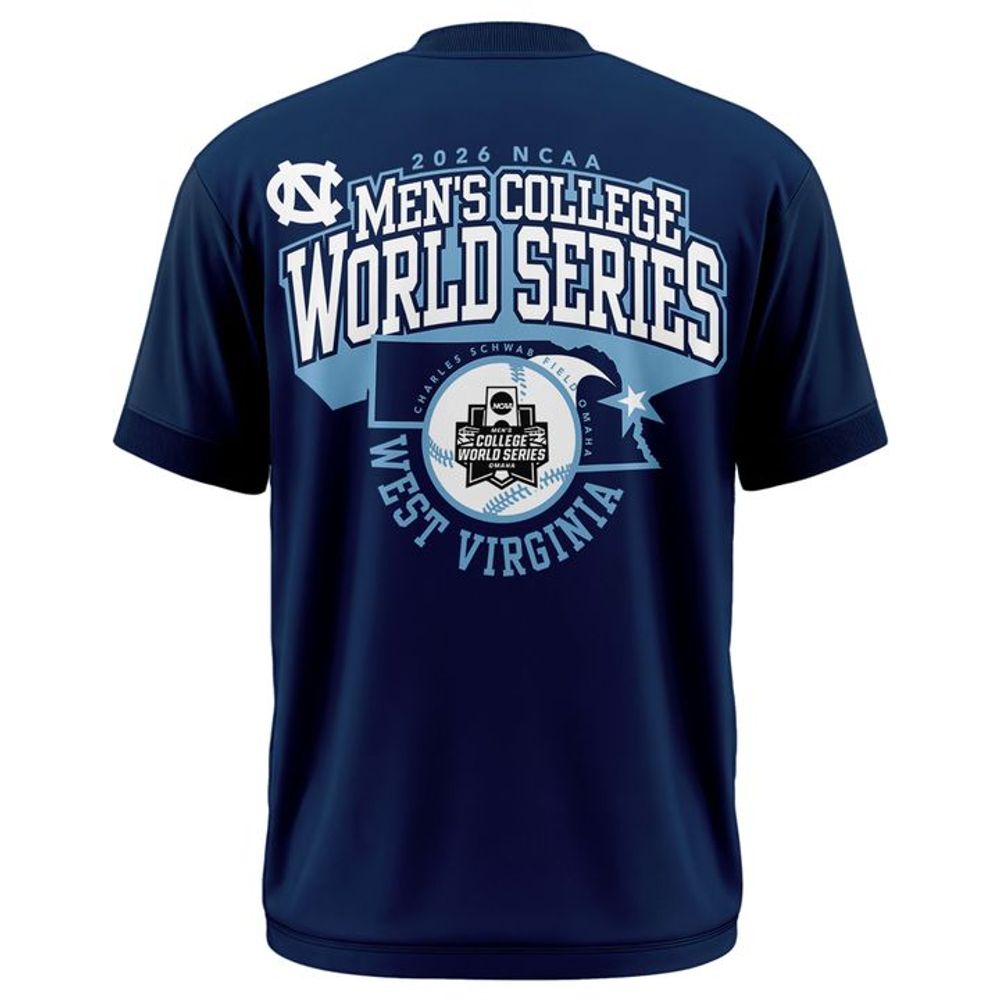 North Carolina Tar Heels 2026 NCAA Baseball Men's College World Series OmaHeels Shirt - Navy - Playzoneprime