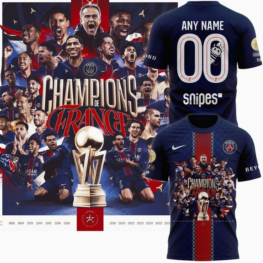 PSG Champions de France 2025/26 T-Shirt - Playzoneprime
