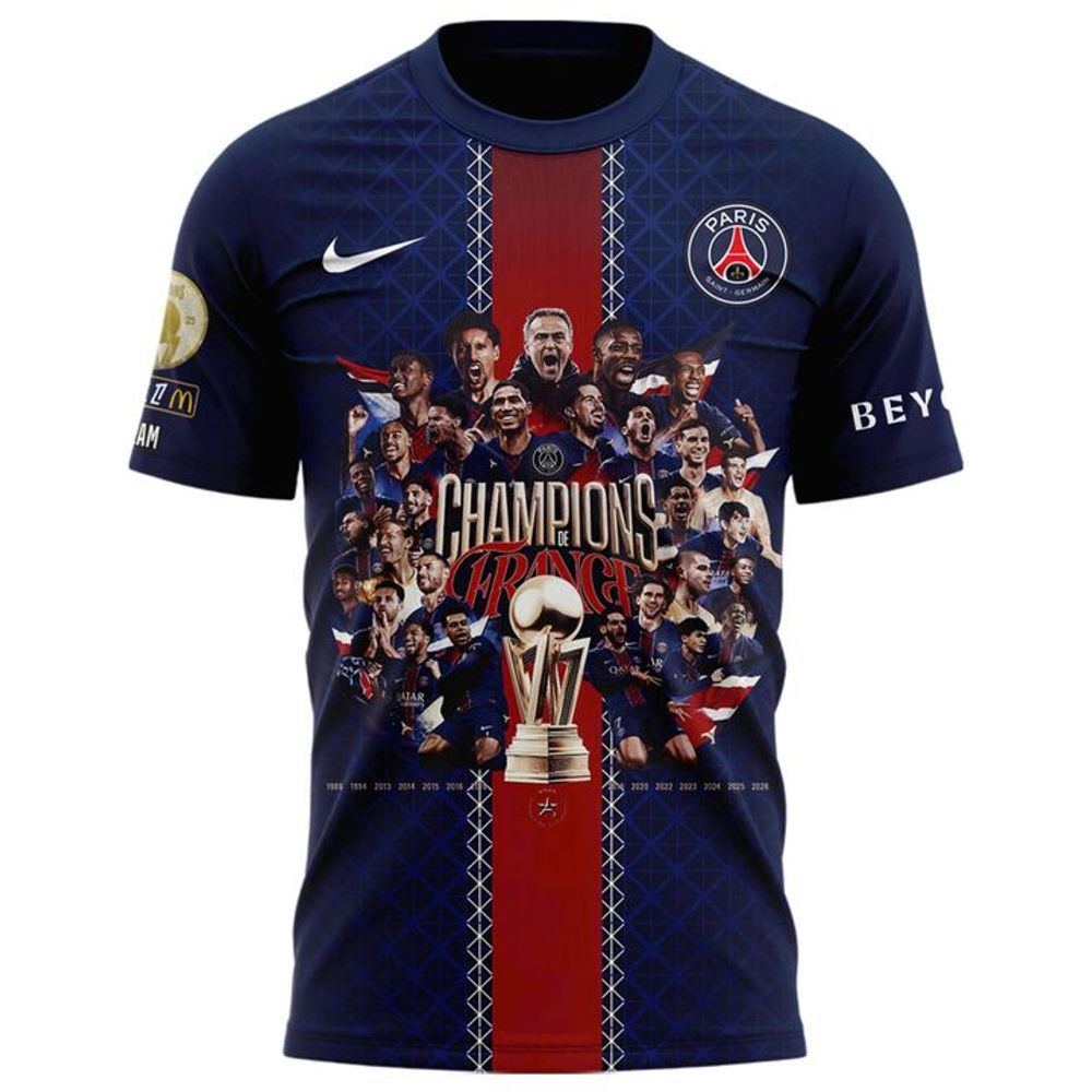 PSG Champions de France 2025/26 T-Shirt - Playzoneprime