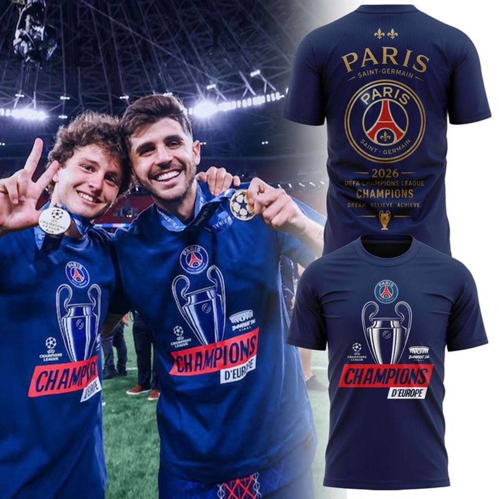 PSG UEFA Champions League 2026 Back to Back European Champions Shirt - Playzoneprime