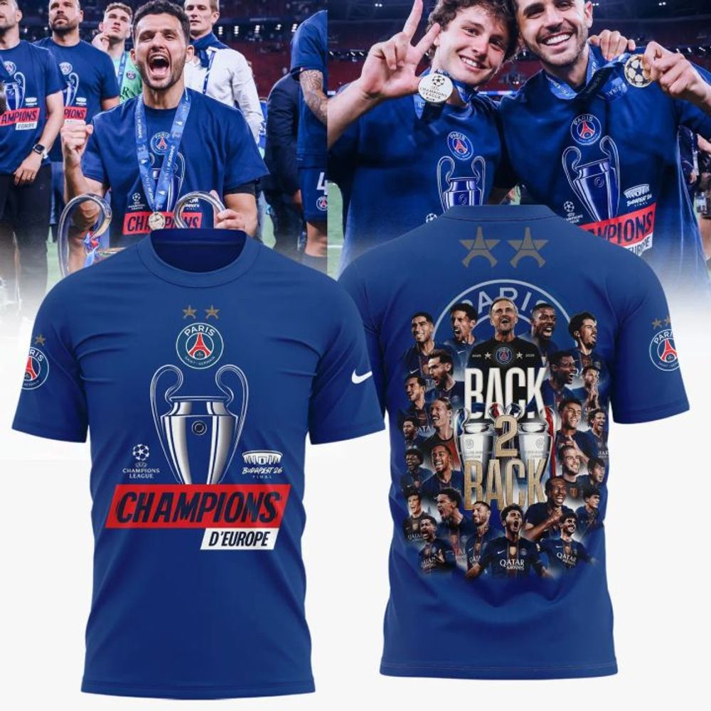 Paris Saint-Germain UEFA Champions League Back To Back Champions Shirt - Playzoneprime
