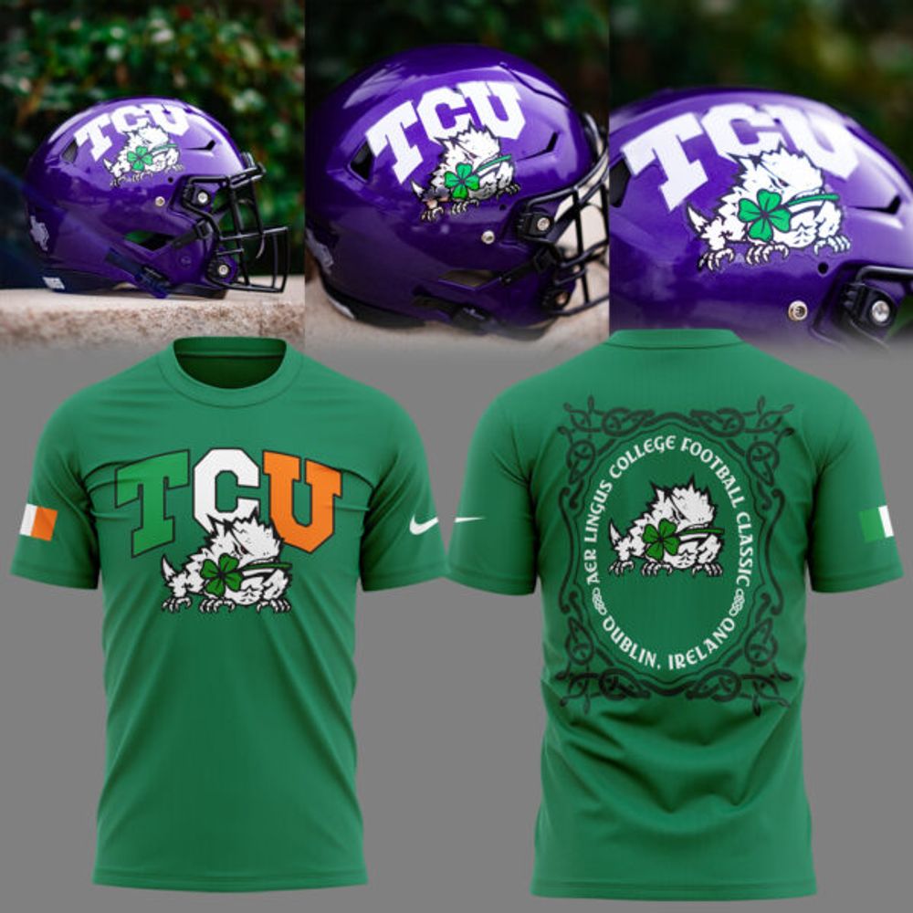 TCU Horned Frogs 2026 Ireland Game Limited Edition Green Shirt - Playzoneprime
