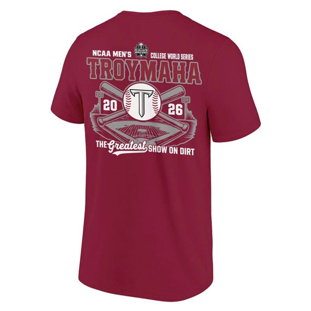 Troy Trojans 2026 NCAA Baseball Men's College World Series Troymaha Shirt - Red - Playzoneprime