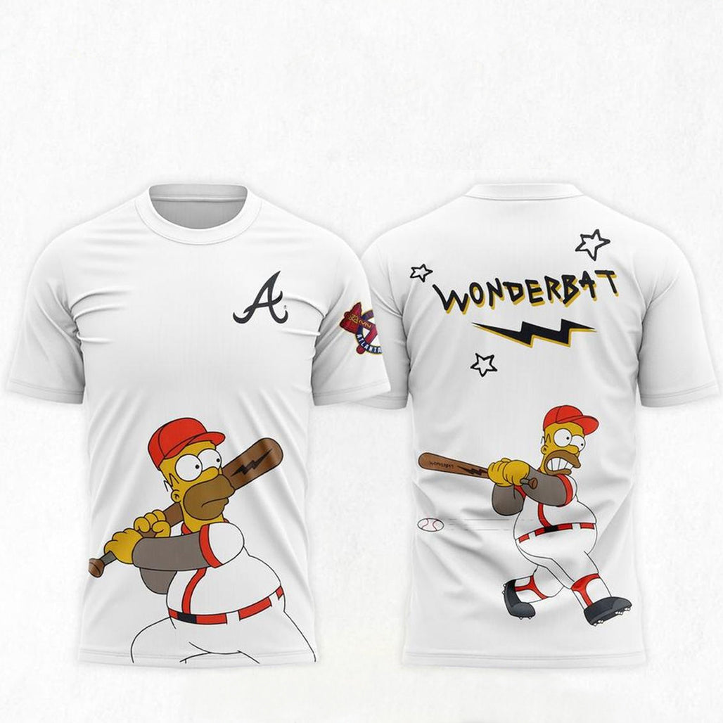 Atlanta Braves The Simpsons Wonderbat White Shirt