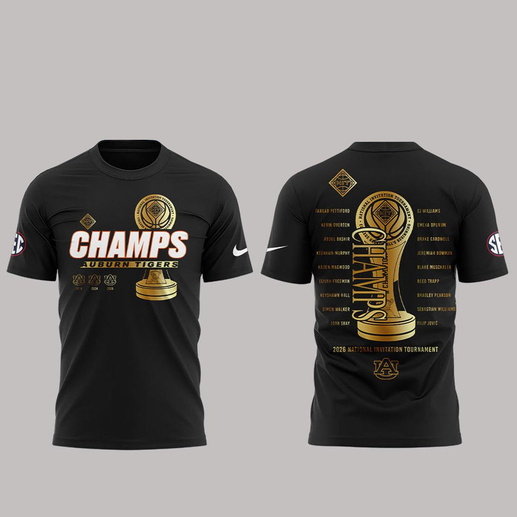 Auburn Tigers Men’s Basketball NIT Champions 2026 Locker Room Trophy Shirt