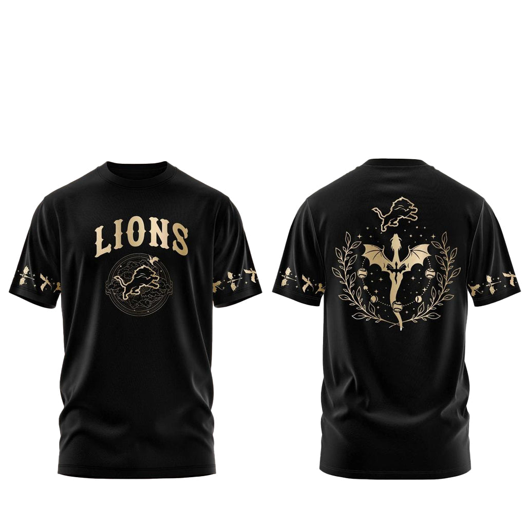 Detroit Lions Fourth Wings Night 2026 All Dark Shirt
