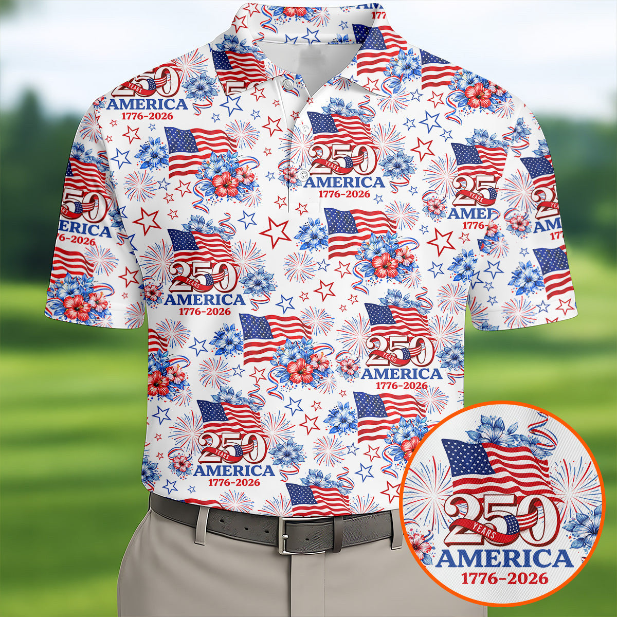 250 Years America 1776-2026 Golf Polo Shirt American Patriot Apparel Gift For Golf Lover