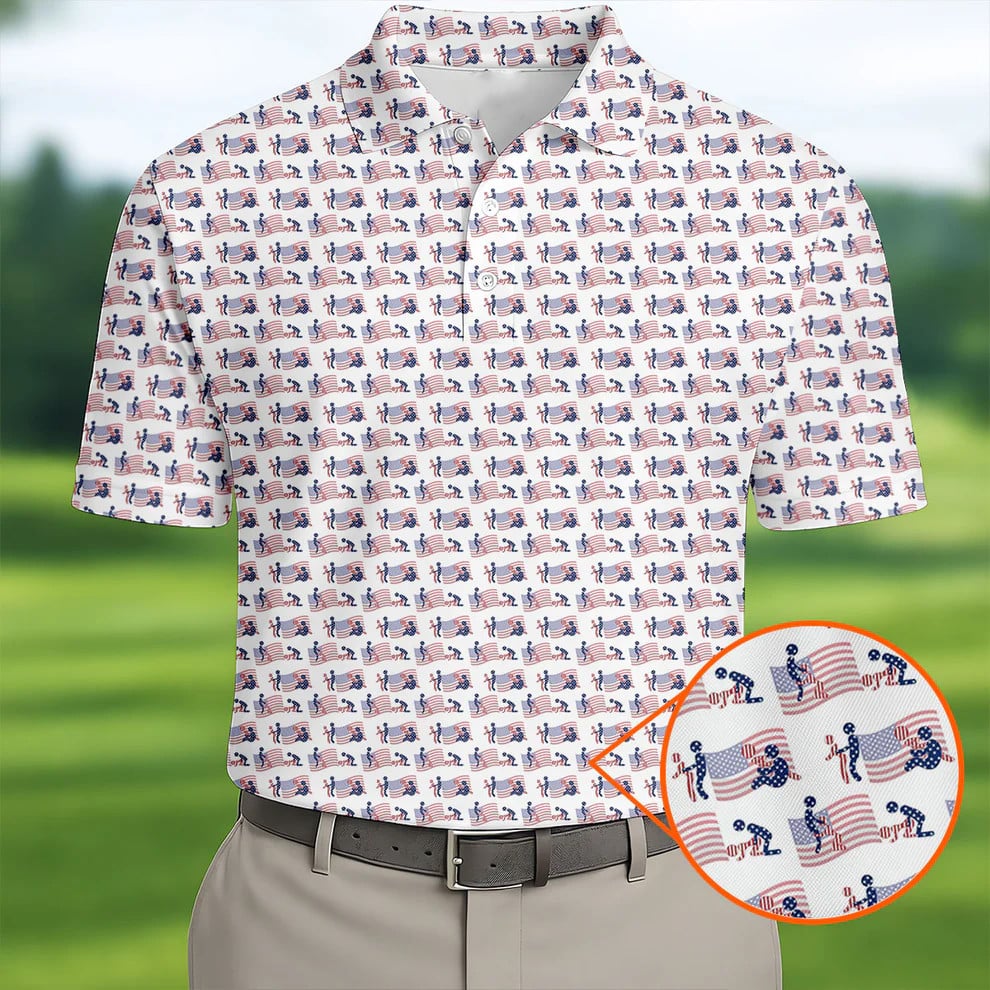 Naughty Position American Flag Polo Golf Shirts 250th Anniversary Golf Shirts For Men