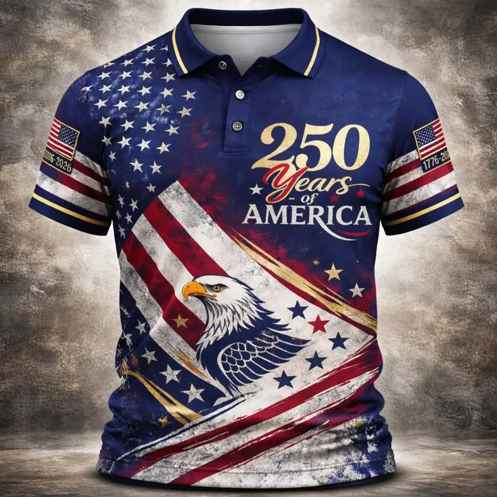 250 Years of America Eagle Flag Polo Shirt