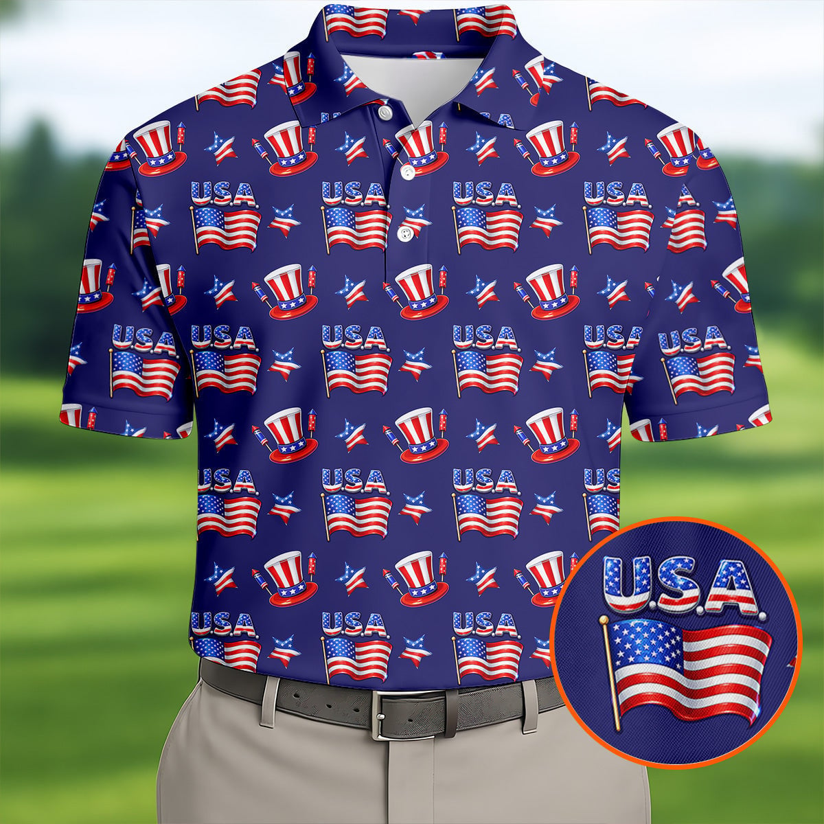 Waving Flags Uncle Sam Hats 250Th Anniversary Golf Polo Shirt Mens Fathers Day Presents