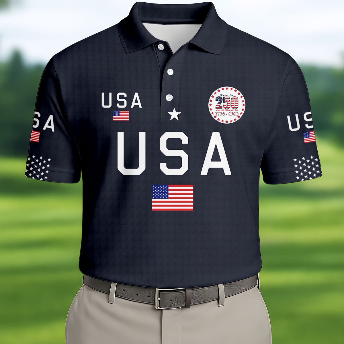 USA 250Th Anniversary Golf Polo Shirt Mens 4Th Of July Good Gifts For Dads