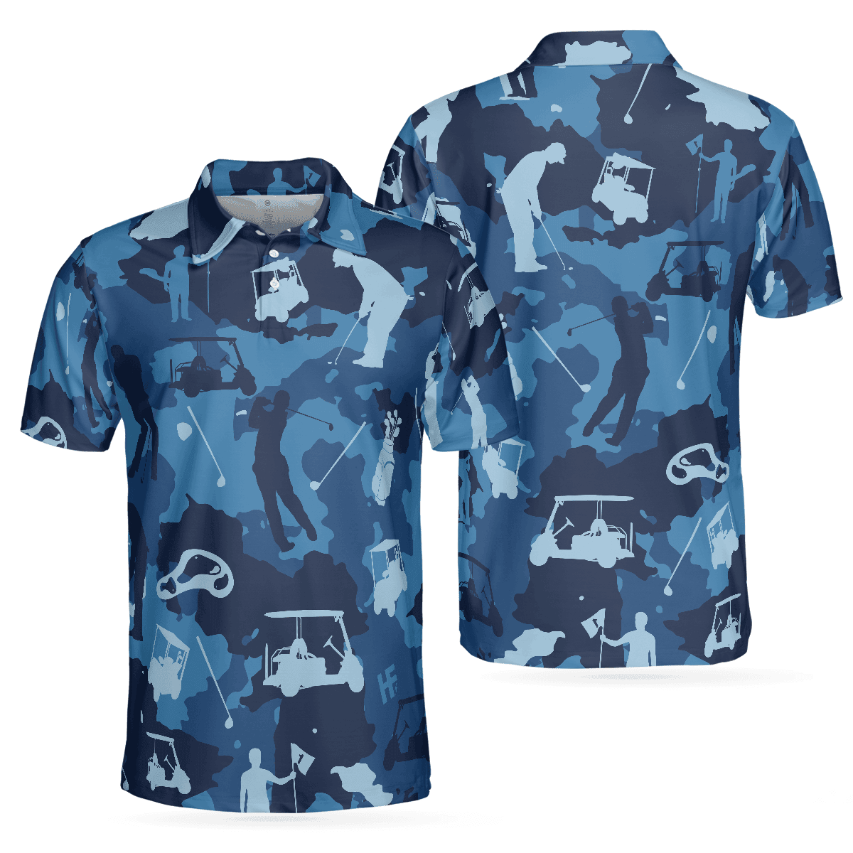 Golf Ocean Blue Camouflage Camo Golf Polo Shirt