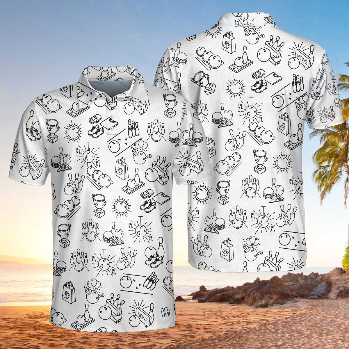 Bowling Icon Pattern Clip Art Polo Shirt