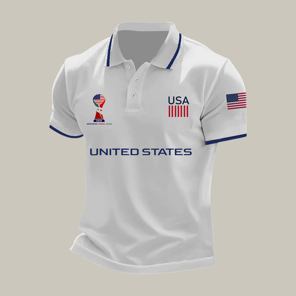 USA 2026 FIFA World Cup Polo Shirt American Flag World Cup Merch Father's Day Gift