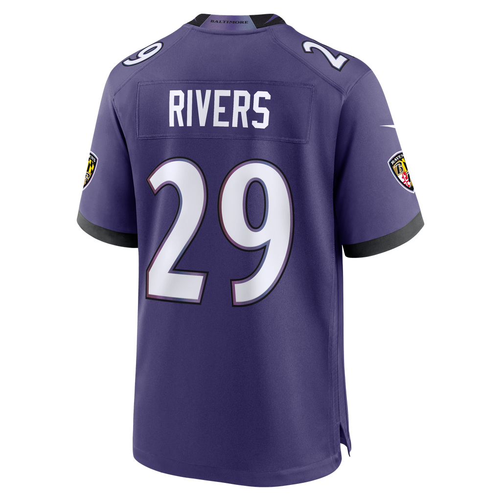Men's Baltimore Ravens Chandler Rivers Nike Purple Team Game Jersey