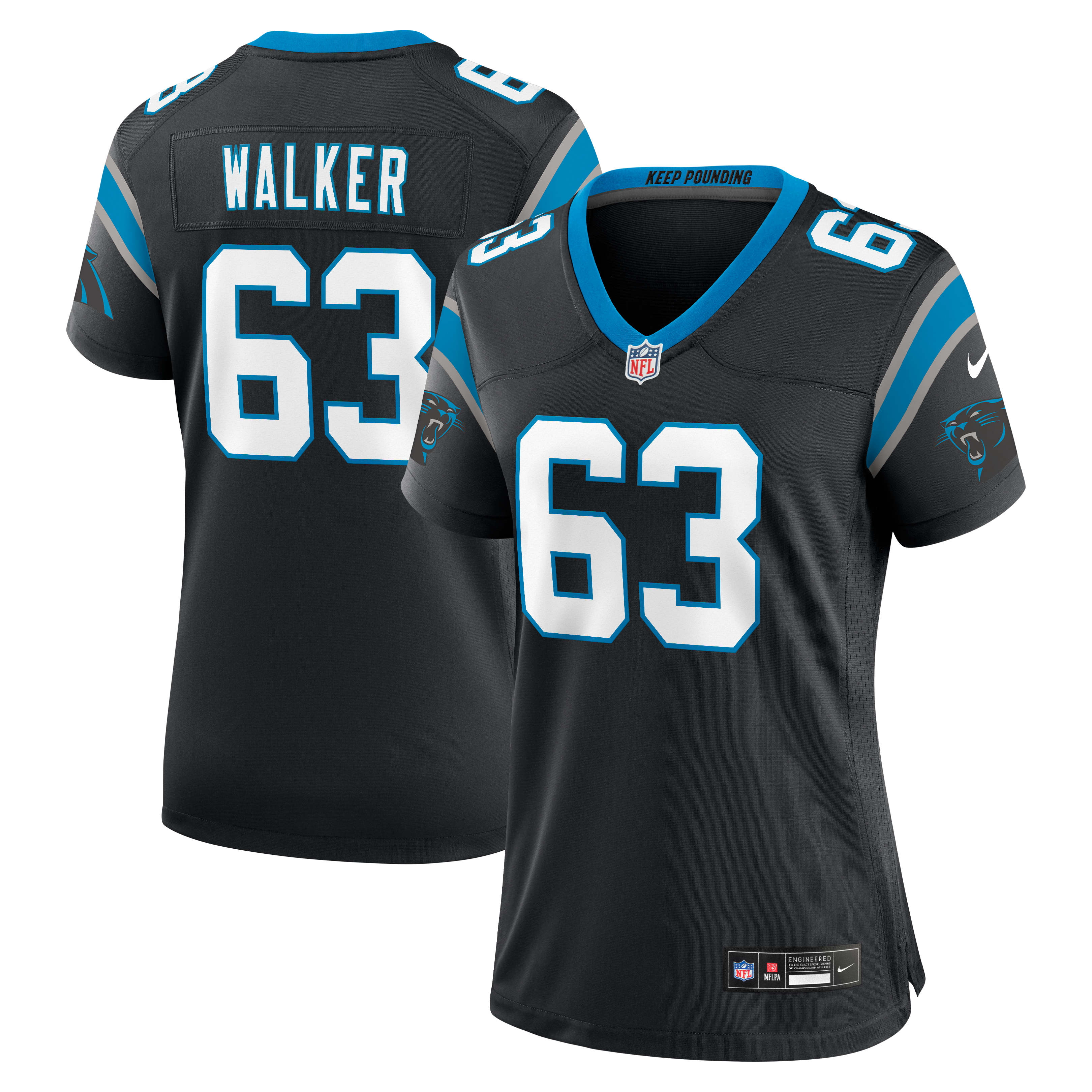 Women's Carolina Panthers Rasheed Walker Nike Black Team Game Jersey