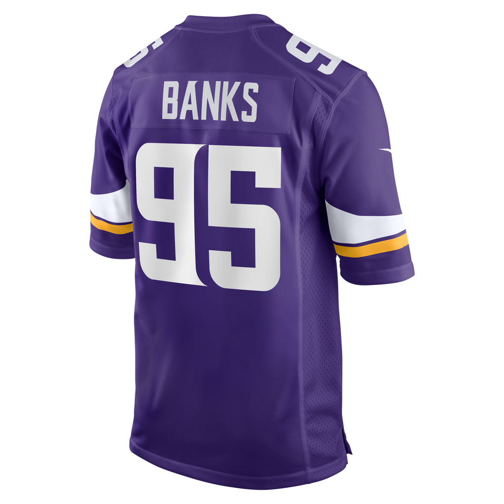 Men's Minnesota Vikings Caleb Banks Nike Purple 2026 Nfl Draft First Round Pick No 18 Team Game Jersey