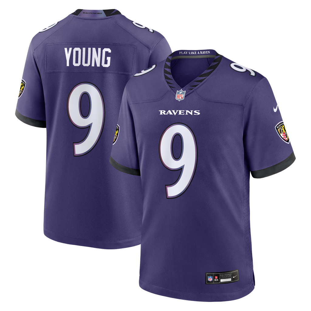 Men's Baltimore Ravens Zion Young Nike Purple Team Game Jersey