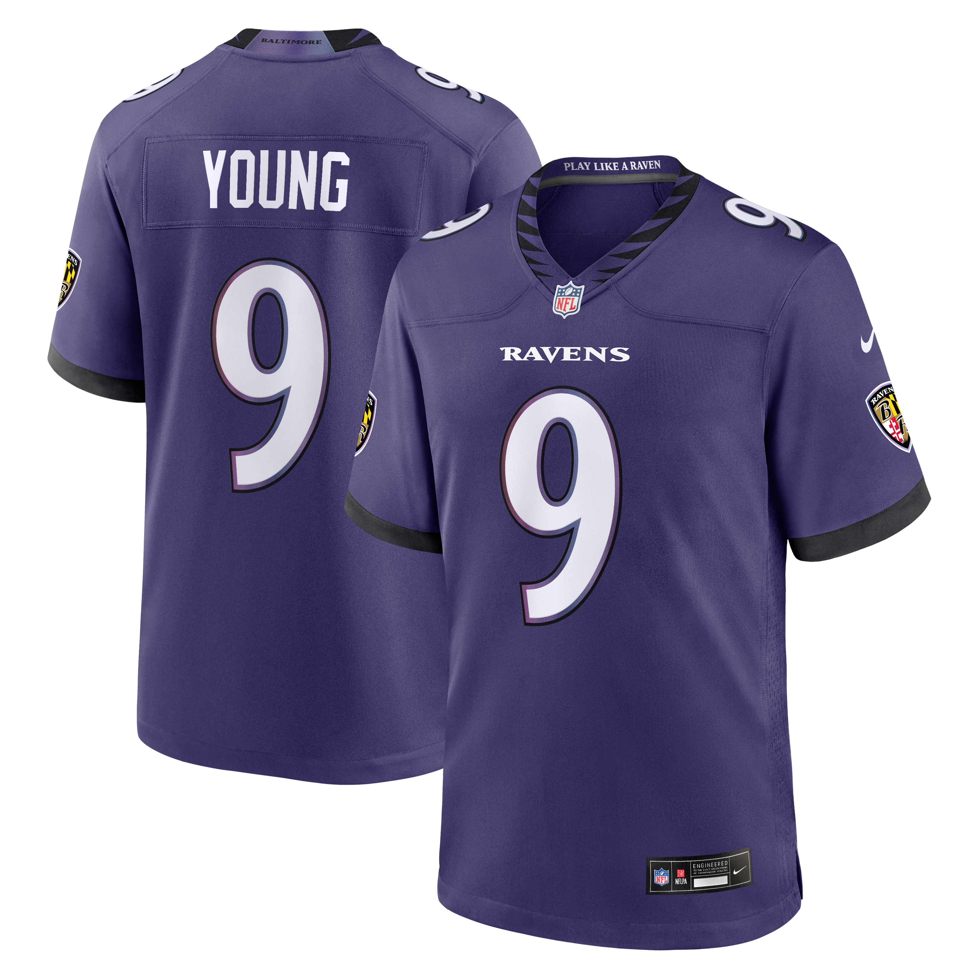 Men's Baltimore Ravens Zion Young Nike Purple Team Game Jersey