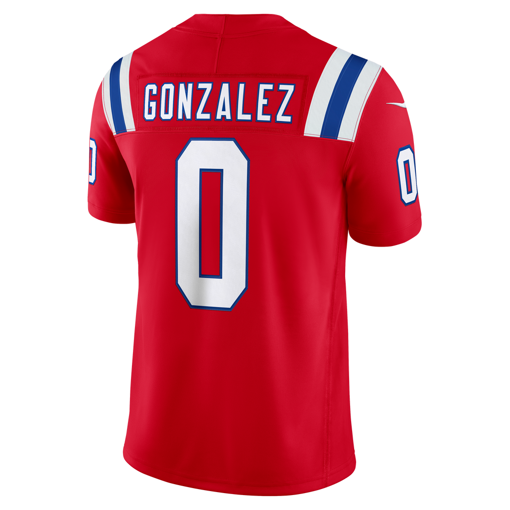 Men's New England Patriots Christian Gonzalez Nike Red Alternate Vapor Fuse Stitched Limited Jersey