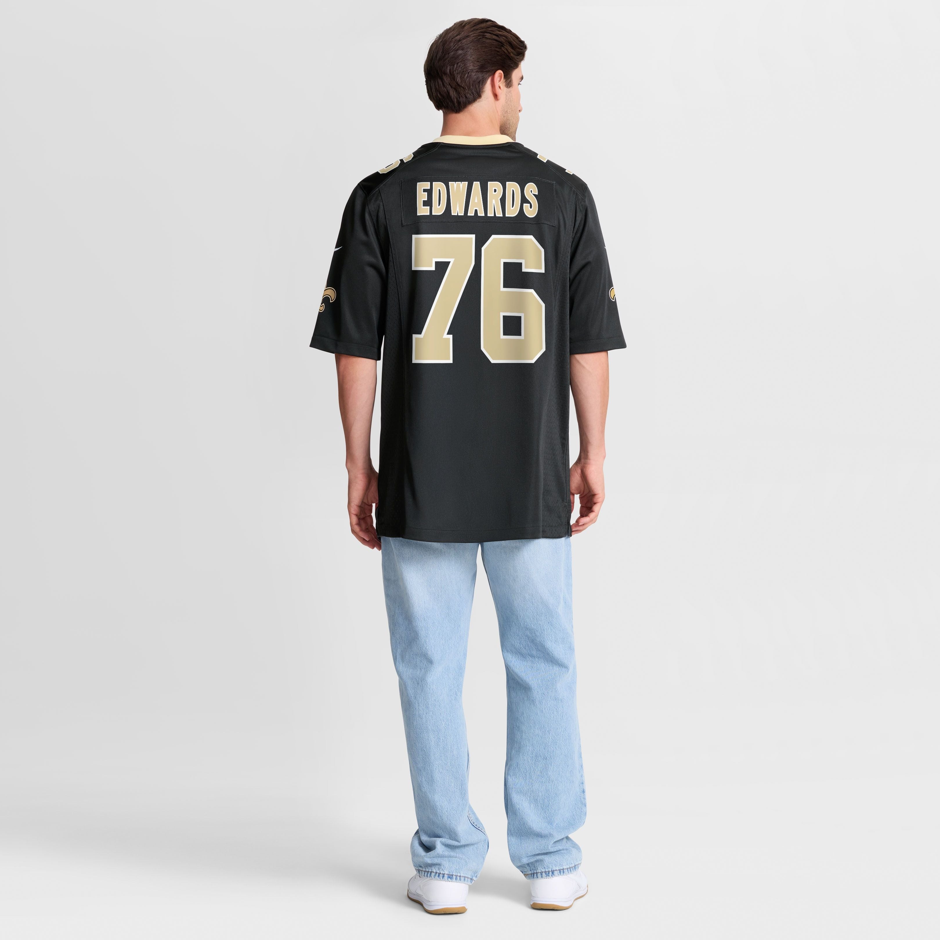 Men's New Orleans Saints David Edwards Nike Black Team Game Jersey