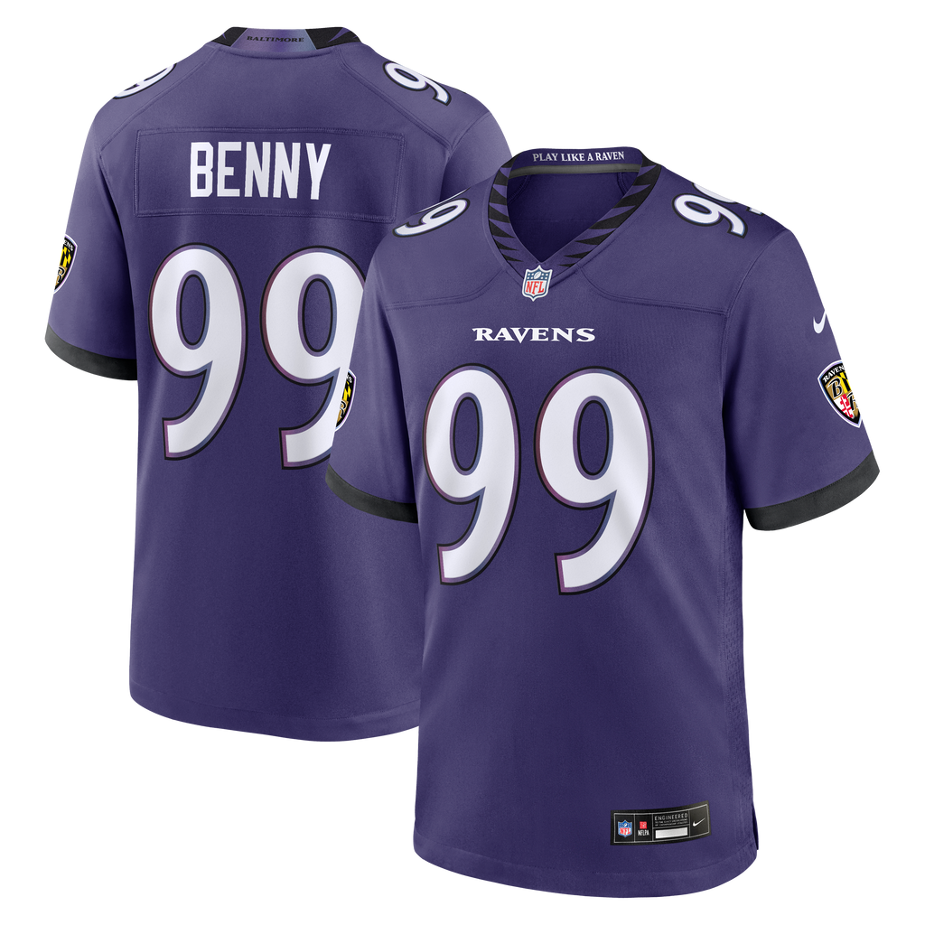 Men's Baltimore Ravens Rayshaun Benny Nike Purple Team Game Jersey