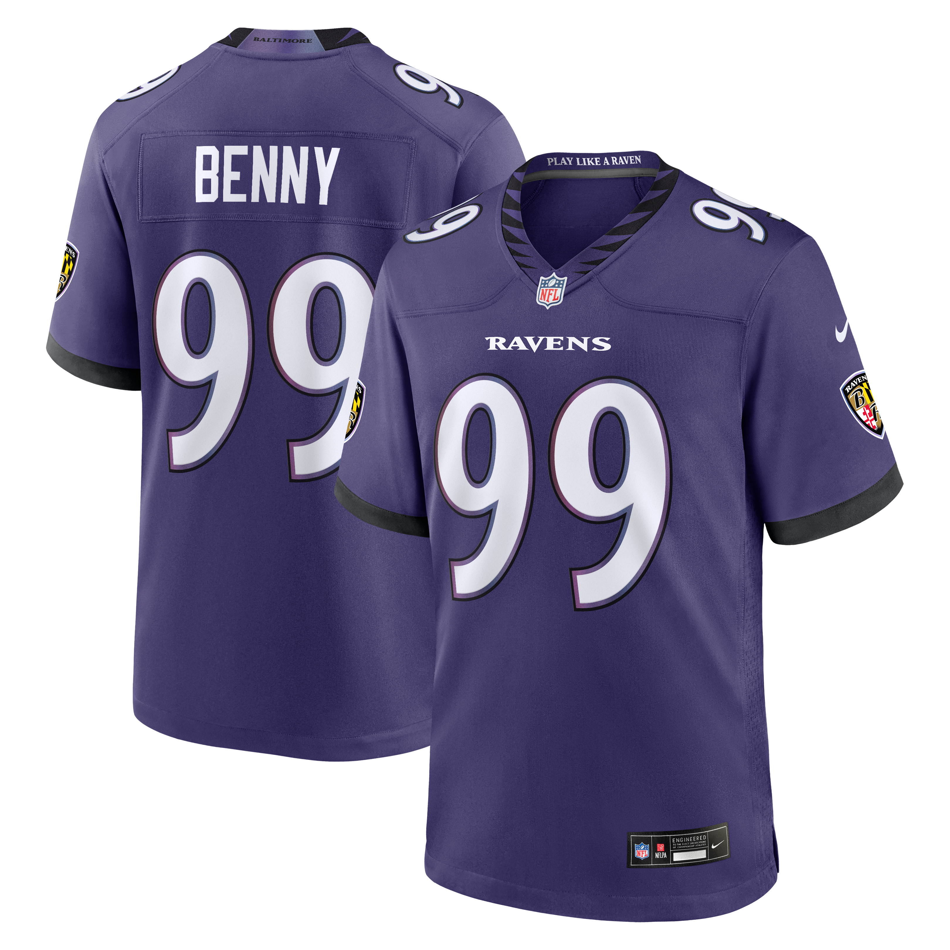 Men's Baltimore Ravens Rayshaun Benny Nike Purple Team Game Jersey