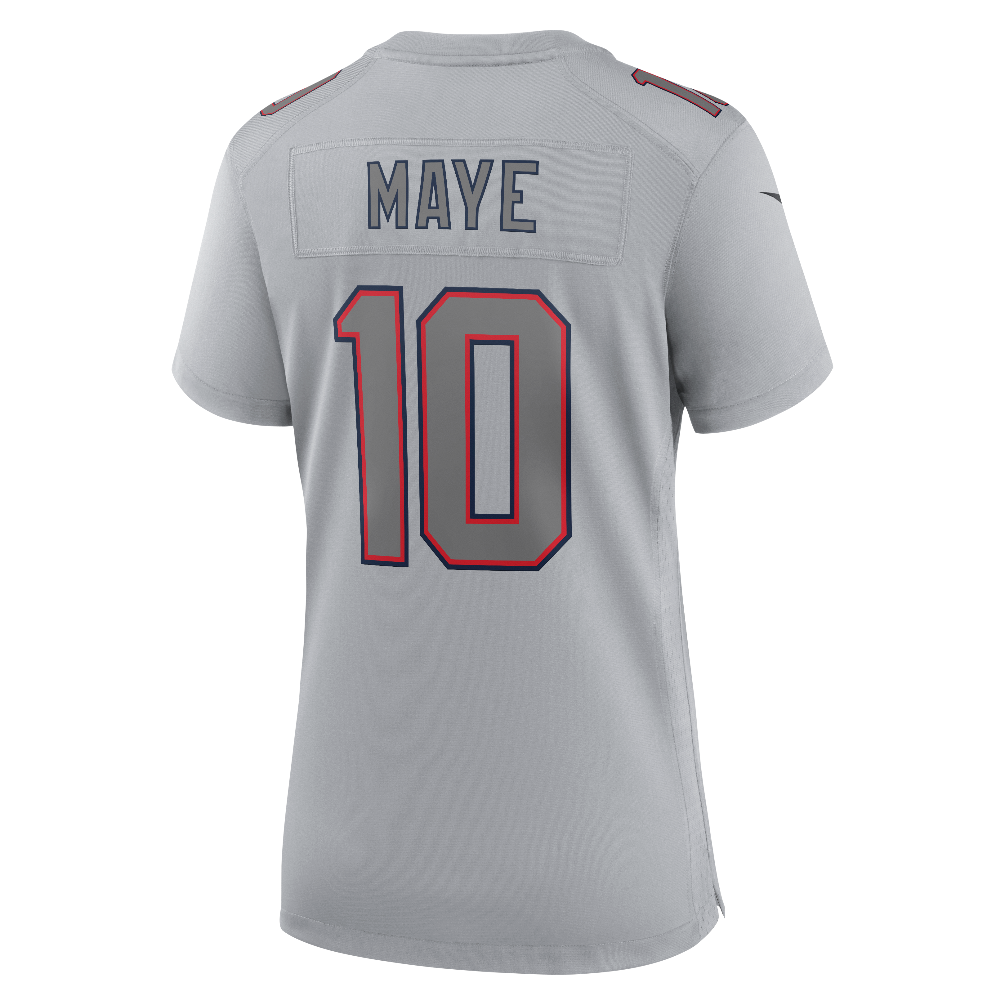 Women's New England Patriots Drake Maye Nike Silver Super Bowl Lx Patch Atmosphere Fashion Game Jersey