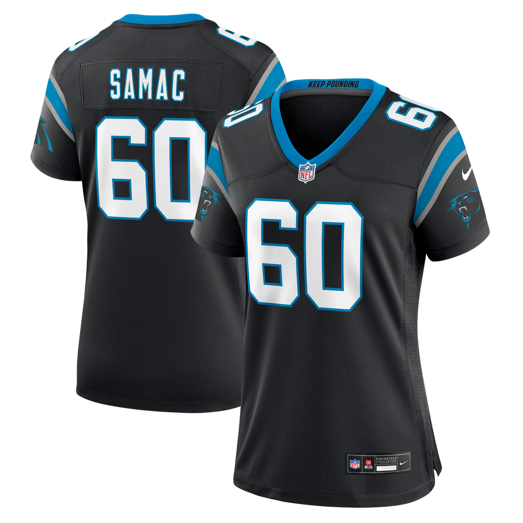 Women's Carolina Panthers Nick Samac Nike Black Team Game Jersey