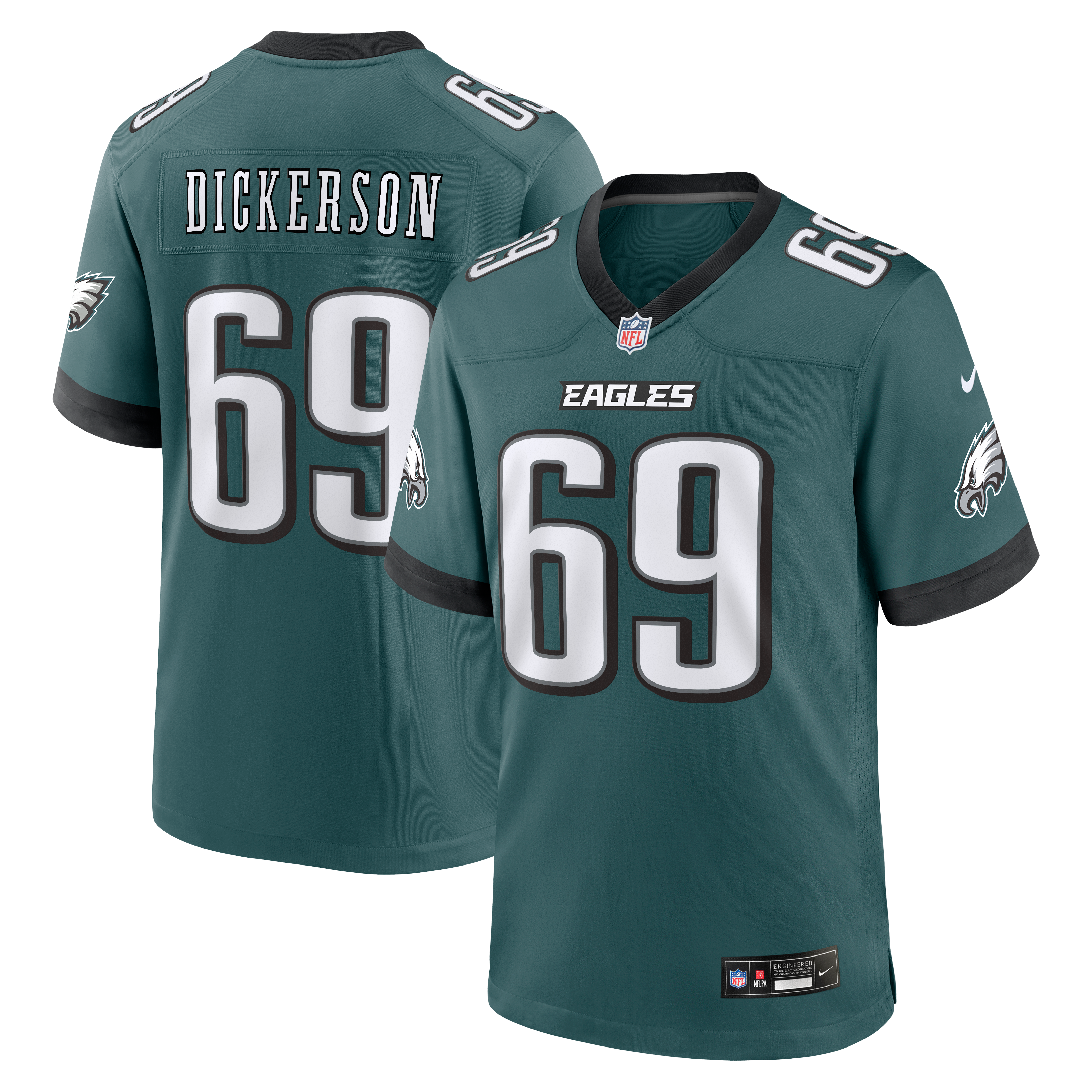 Men's Philadelphia Eagles Landon Dickerson Nike Midnight Green Team Game Jersey