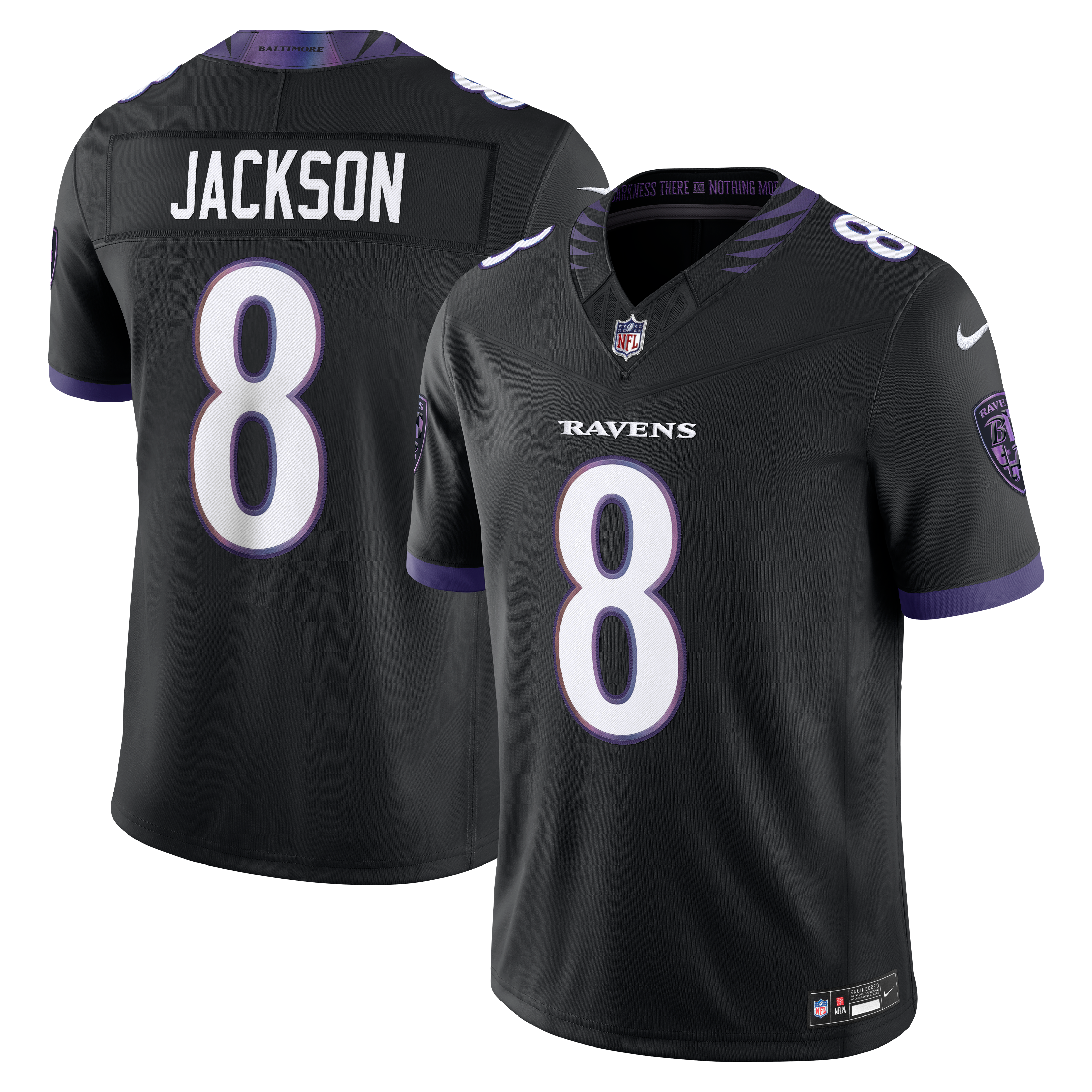 Men's Baltimore Ravens Lamar Jackson Nike Black Alternate Alternate Vapor Fuse Stitched Limited Jersey