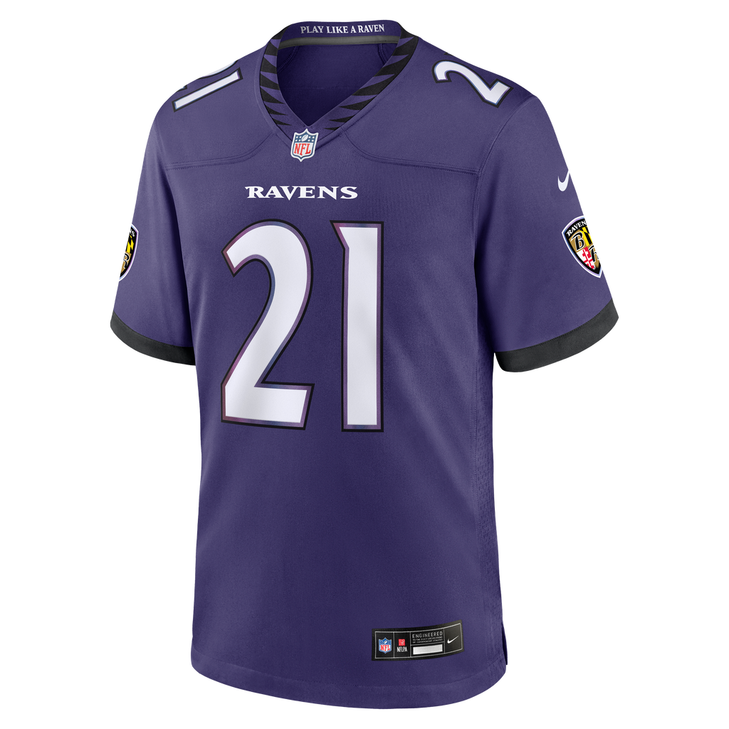 Men's Baltimore Ravens Jaylinn Hawkins Nike Purple Team Game Jersey