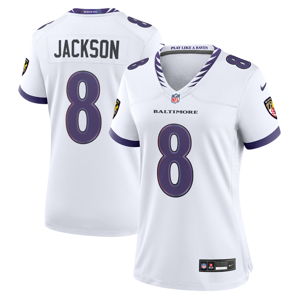 Women's Baltimore Ravens Lamar Jackson Nike White Game Jersey